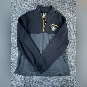NHL Penguins Black/Gray Quarter zip Hoodie Oversized
